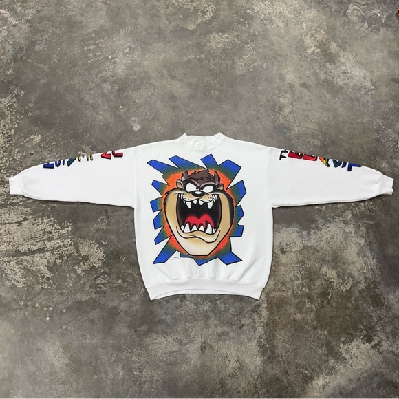 Vintage 90s Freeze Taz Looney Tunes Sweatshirt L USA - Picture 3 of 9